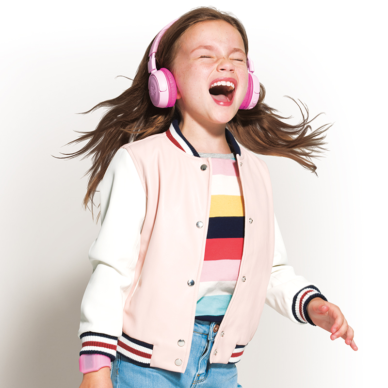 JBL JR300BT头戴式无线蓝牙儿童耳机 英语网课教育学习麦克风低分贝学生耳机 通用华为苹果小米 粉色