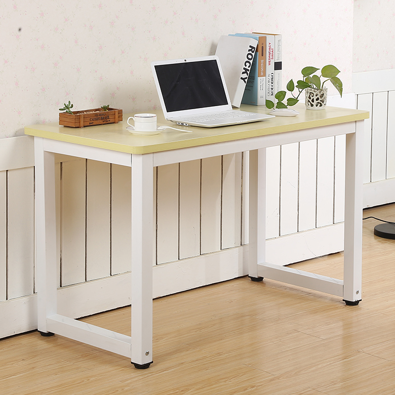 华世蒂家用台式电脑桌学生用写字课桌简易书桌加厚台面 白枫白 圆角