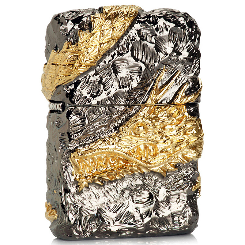 zippo之宝防风打火机重盔甲套壳神龙五面缠绕霸气盘龙万恶之龙男士