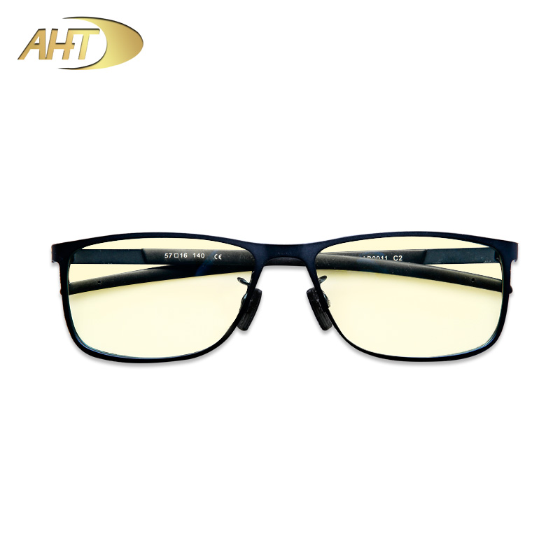 AHT防蓝光眼镜男女防辐射眼镜电脑护目镜学生平光眼镜电竞眼镜定制 AB0011-C2黑 0度【浅黄,专业防蓝光】