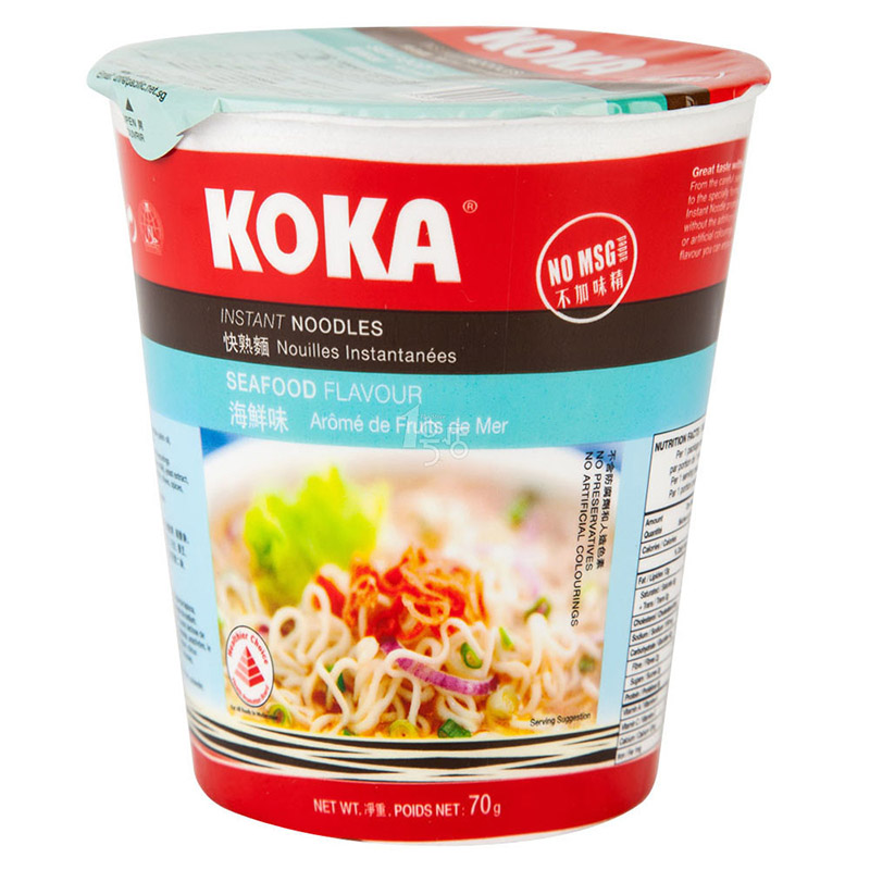 可口新加坡进口 KOKA/可口 海鲜快热杯面70g泡面方便面速食面桶面杯装