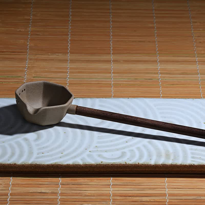 手柄长柄分茶勺功夫茶具配件老坑矿陶瓷汝窑过滤茶勺 老坑矿茶汤勺3号