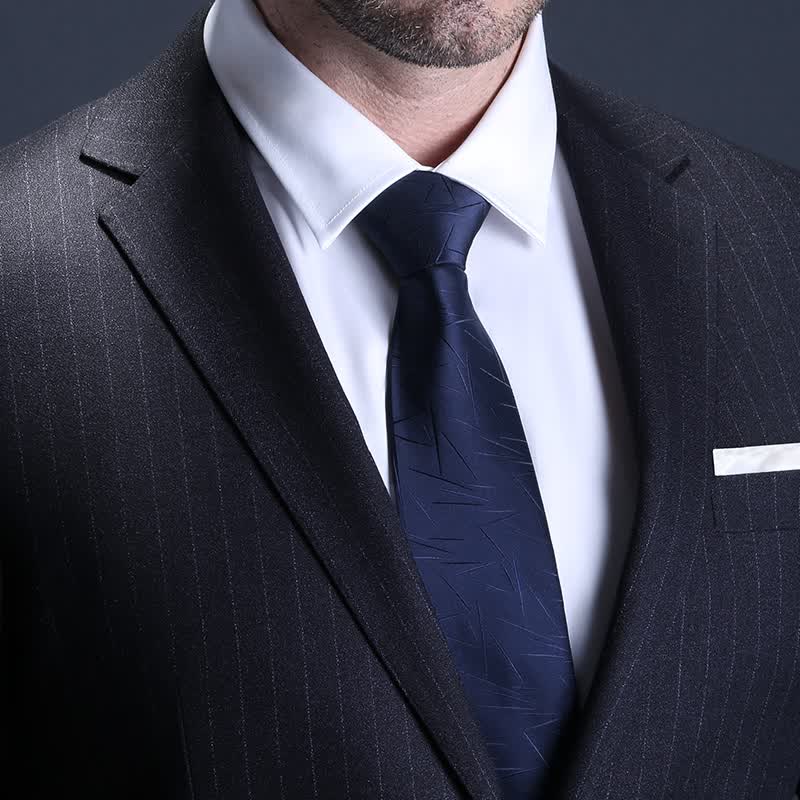 培罗蒙正装衬衫领带男士上班领带不规则条纹蓝色领带商务休闲领带 深兰线条纹