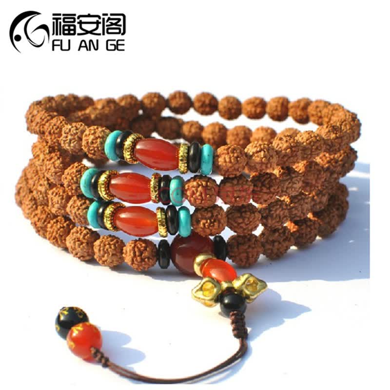 福安阁 小金刚菩提子籽108颗手串手链念珠文艺复古百搭佛珠脖挂 直径
