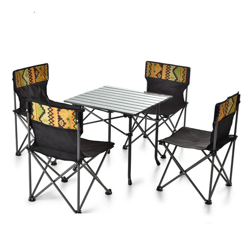 苏动 桌 椅 野营便携折叠桌椅五件套 烧烤桌椅 沙滩椅 露营桌椅套装 一桌四椅 折叠椅子 一桌+四椅+提包