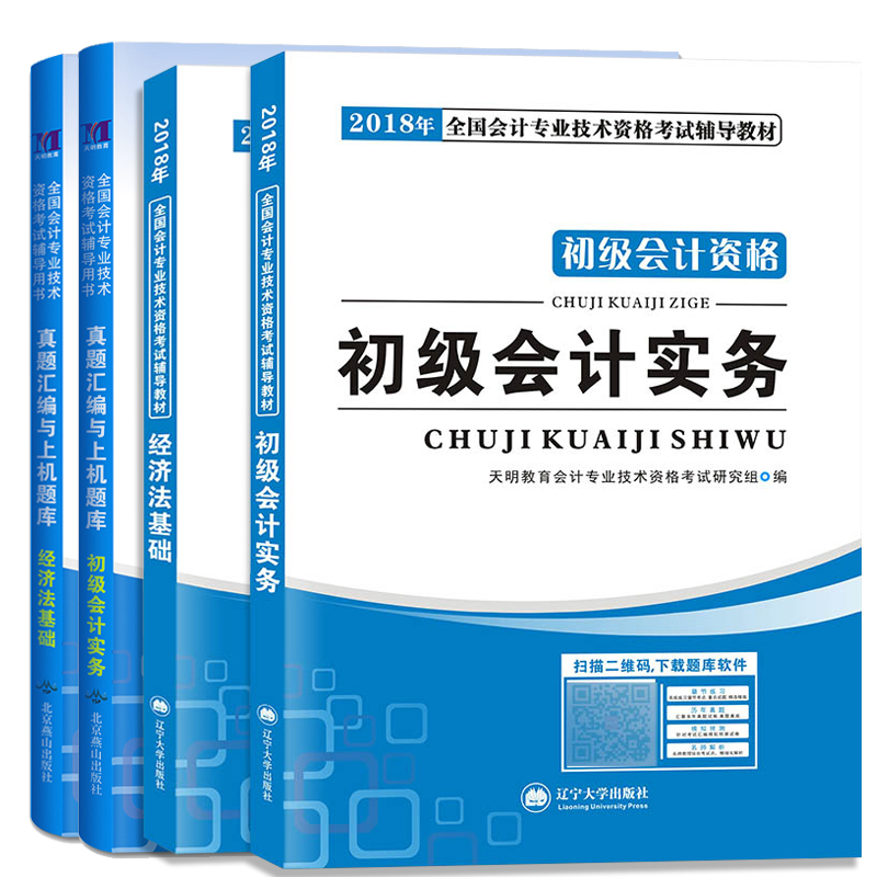 备考2019 初级会计职称2018教材真题汇编与上级题库 初级会计实务+经济法基础（套装共4册）