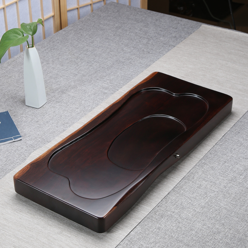 琪馨边 整块整板黑檀木实木茶盘原木平板功夫茶具泡茶办公室茶台 行云