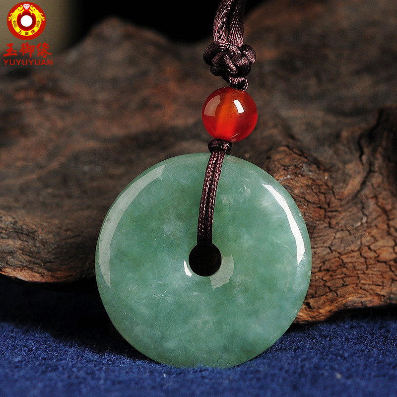 玉御缘   油青翡翠玉石平安扣吊坠翠玉玉石男女款宝宝玉佩挂件