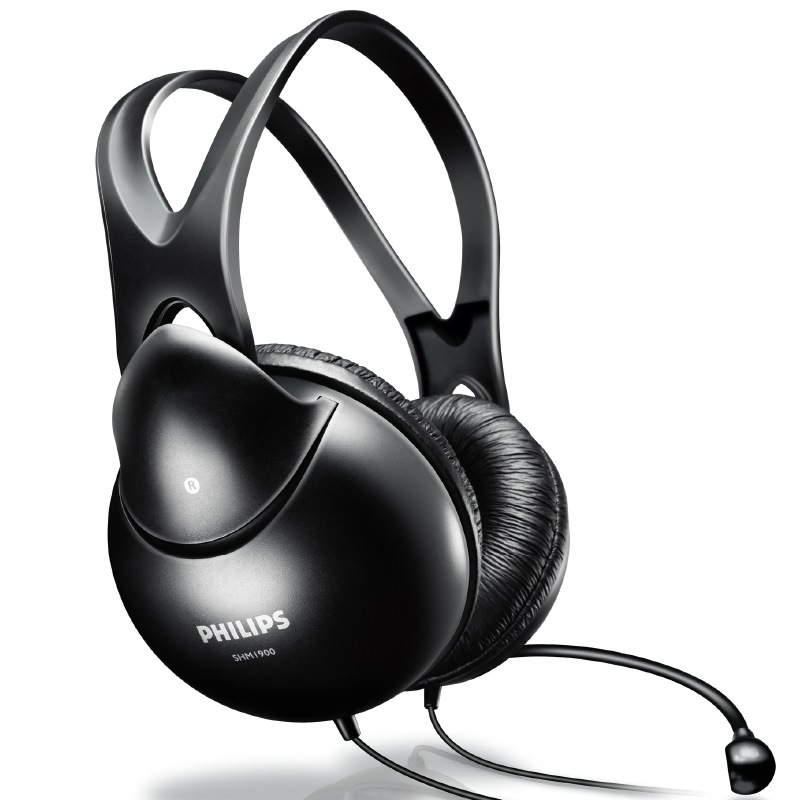飞利浦（PHILIPS）电脑耳机 头戴式游戏耳机 立体声音乐耳机 有线耳机 带麦克风 SHM1900