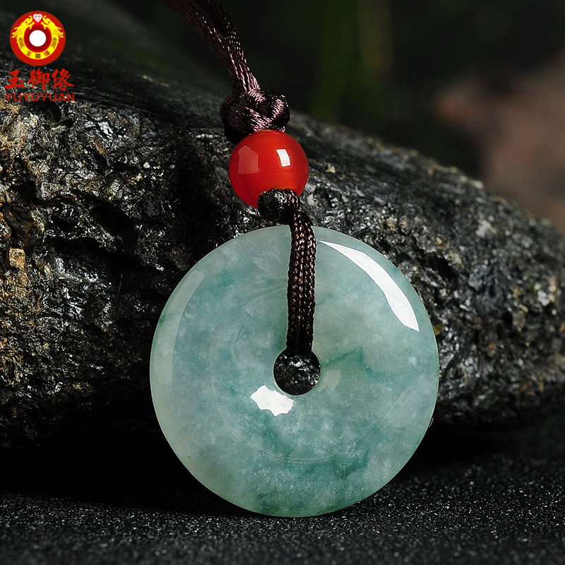 玉御缘   油青飘花翡翠玉石平安扣吊坠翠玉玉石挂件男女款玉器颈饰