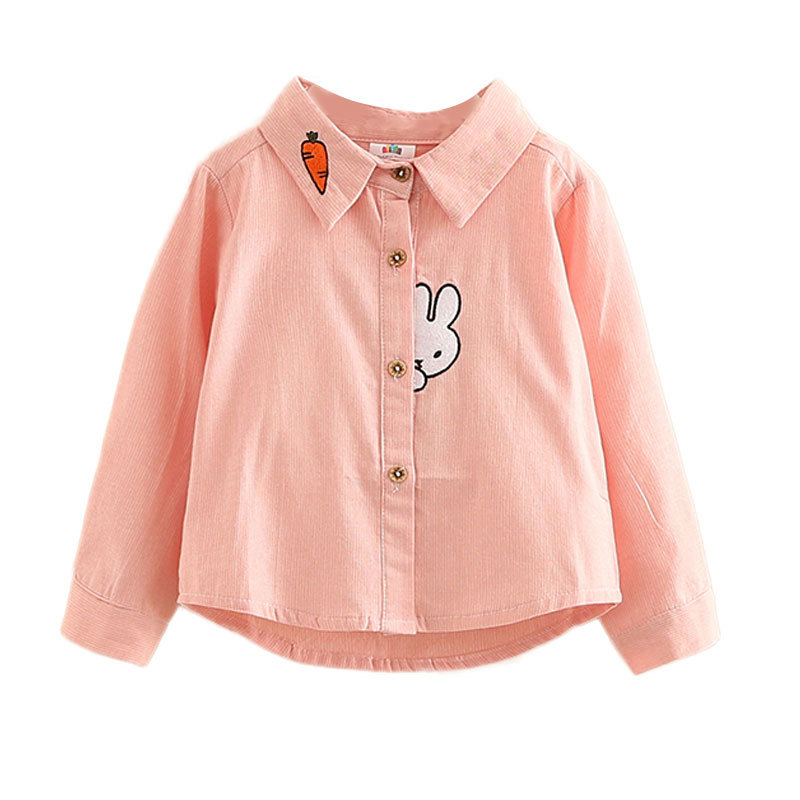 贝壳元素宝宝卡通衬衫春装女童童装儿童翻领长袖衬衣tx8087 粉色 120