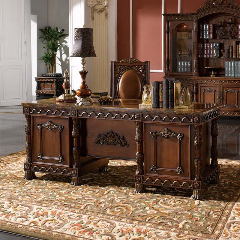 欧伦美美式书桌实木欧式实木大班台美式家用书桌写字台老板桌实木书桌