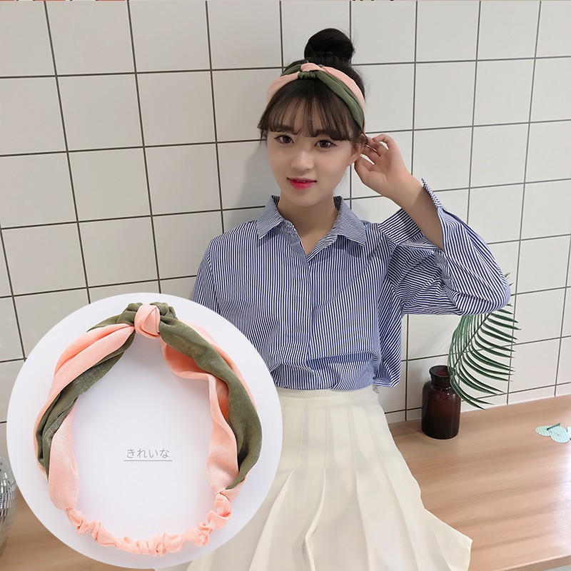 韩国甜美洗脸交叉发带发箍宽边头饰品简约头箍发卡女头套束发带盘发带