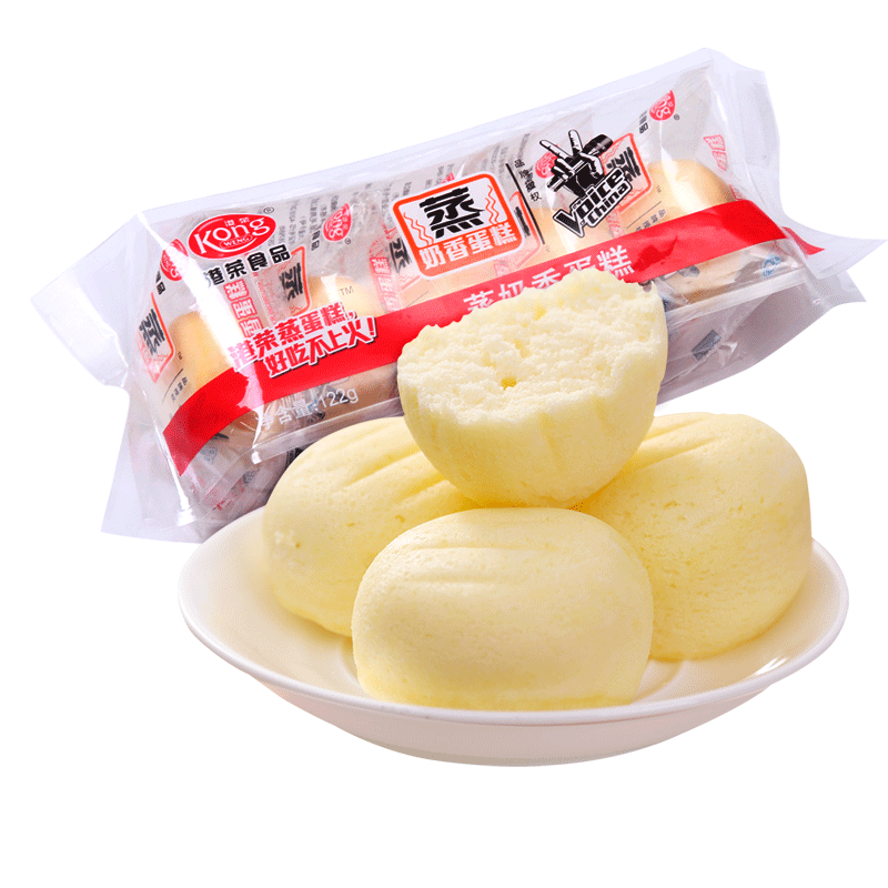 港荣蒸蛋糕 手撕面包零食品早餐鸡蛋糕点心一份5枚 奶香味-122g