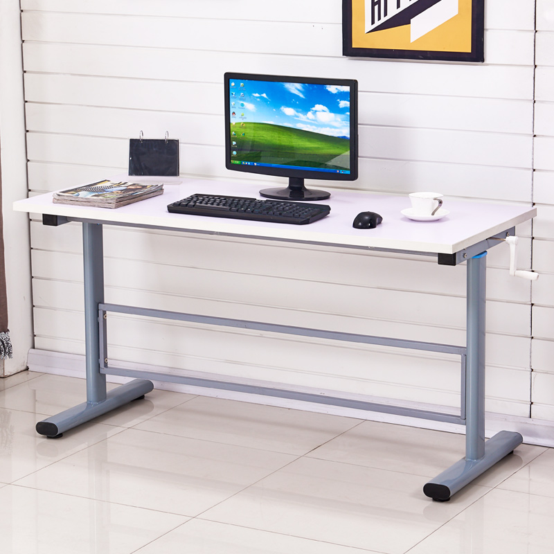 【京选好货】品伟 升降桌子站立式办公电脑桌简易写字桌台式书桌单人桌子 1.4米白色