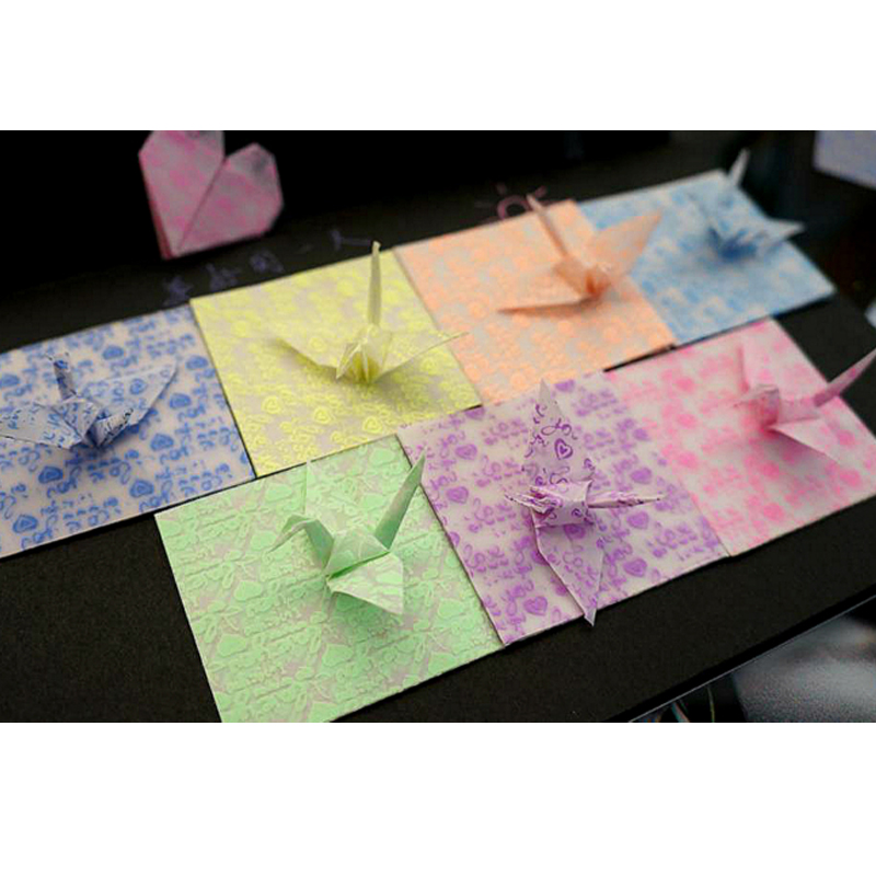 爱惊喜 夜光千纸鹤折纸半透明正方形手工千纸鹤折纸樱花夜光折纸love