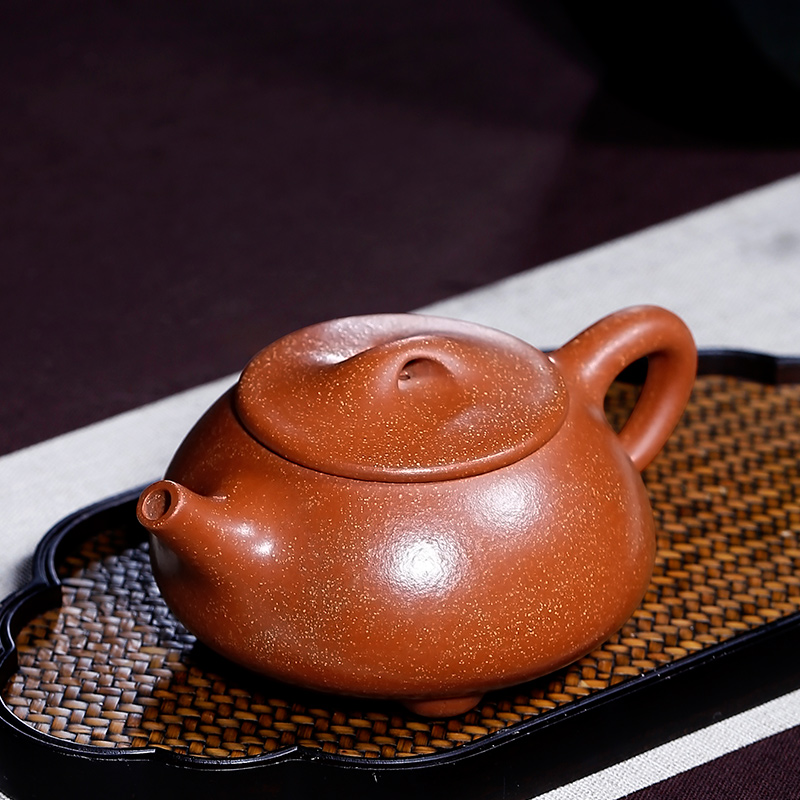 茗茶艺壶 紫砂壶 宜兴纯手工 龙血砂石瓢壶270ml