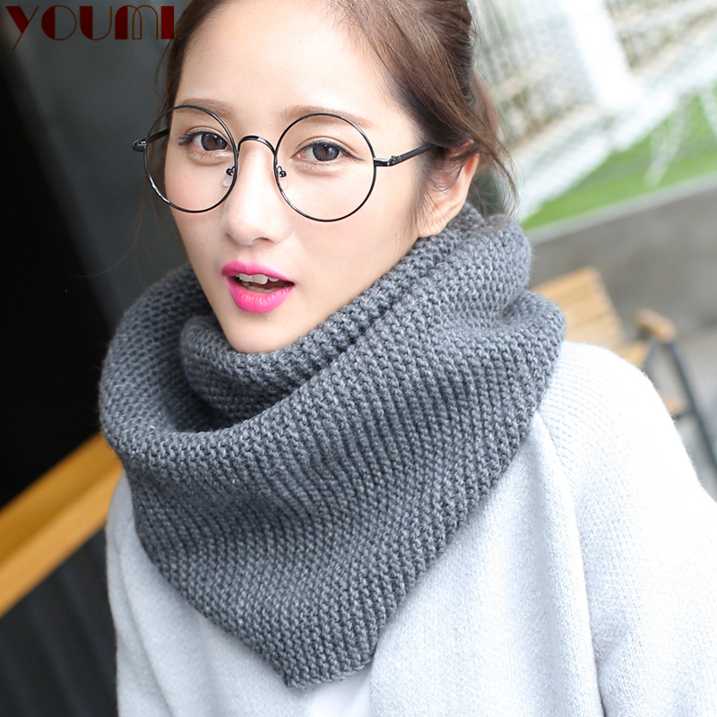 幽米围脖女秋冬季韩版保暖针织套头围巾韩国加厚脖套女士户外毛线围脖