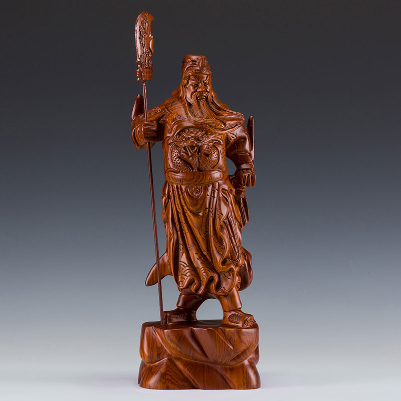 武财神爷像客厅摆设工艺品花梨木立刀关羽摆件家居饰品红木关公雕像