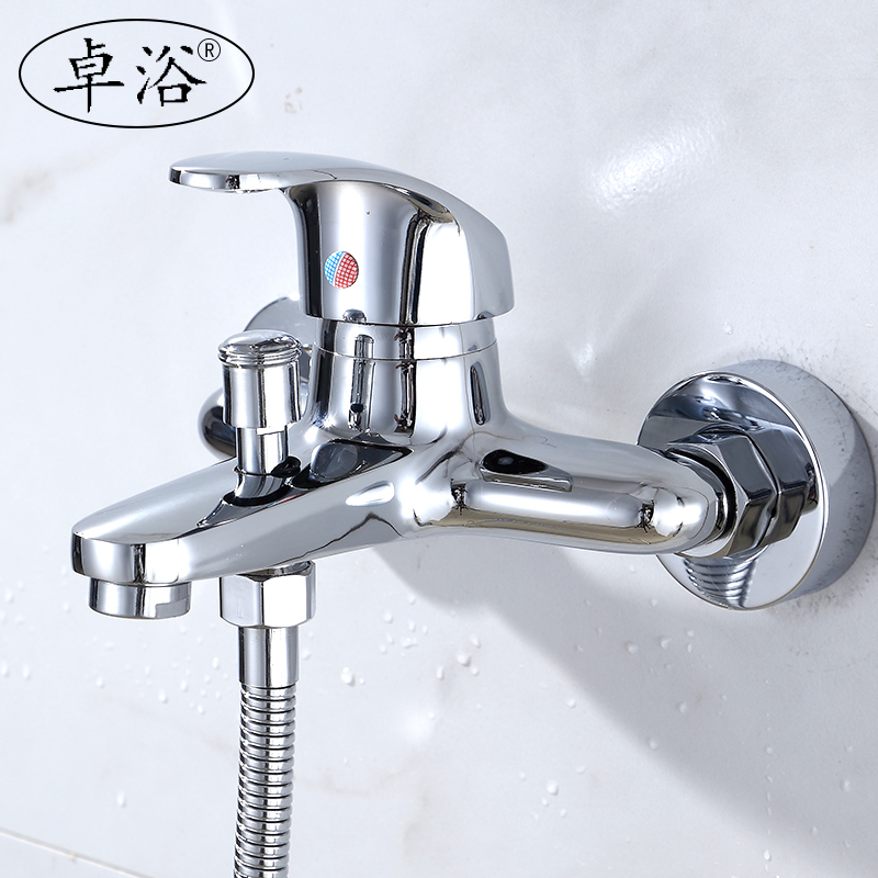 卓浴卫浴淋浴龙头冷热浴室水龙头健康铜三联浴缸龙头带下出水混水阀暗装 健康铜加厚主体