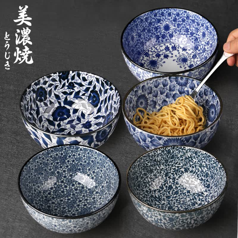 美浓烧日式和风饭碗汤碗拉面碗大号家用复古碗餐具陶瓷 6.0英寸蓝华15.6CM*8.3CM 仅售46.2元 美浓烧日式和风饭碗汤碗拉面碗大号家用复古碗餐具陶瓷 6.0英寸蓝华15.6CM*8.3CM 仅售46.2元