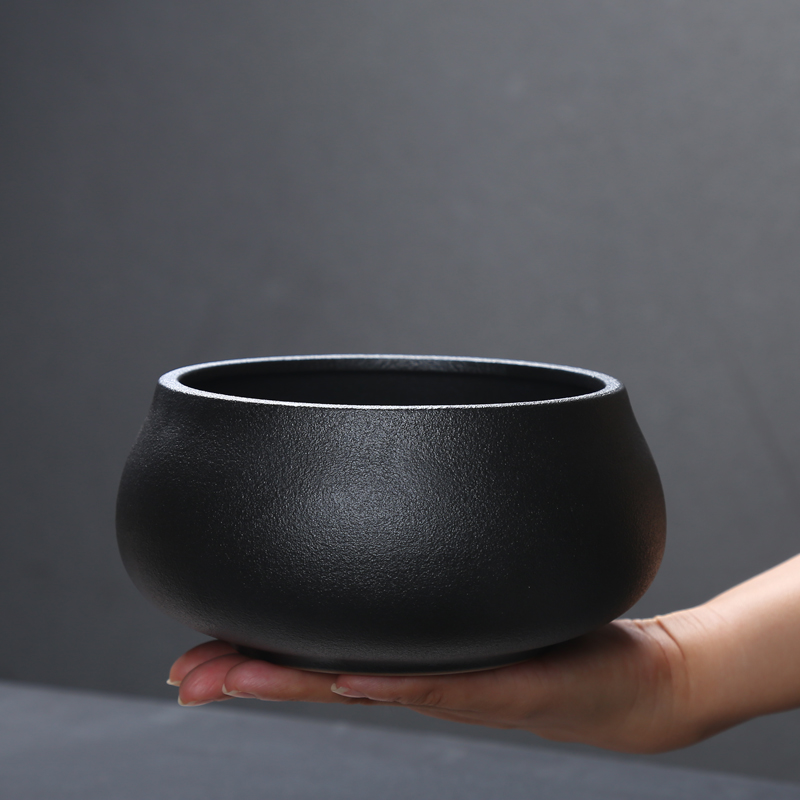 聚晟(jusheng 聚晟复古茶洗陶瓷大号建水粗陶茶渣缸黑陶水洗个性杯洗