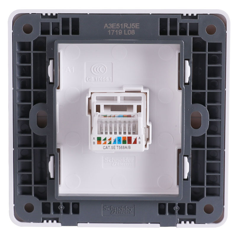 施耐德电气 开关插座 五类电脑信息网线网络插座面板 睿意系列 白色A3E51RJ5E