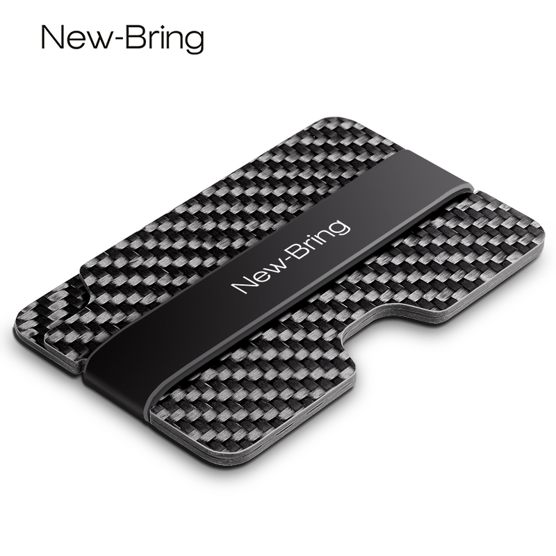 NewBring碳纤维卡包 超薄男士钱包 防盗刷钱夹 轻薄小钱包创意名片卡夹盒高档礼品 黑色