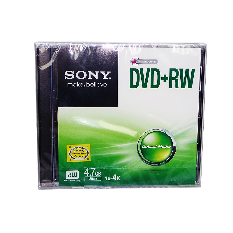 索尼sony原装行货DVD+RW 4.7G 可擦写 重复用 单片盒装刻录盘 空白光盘碟片dvdrw