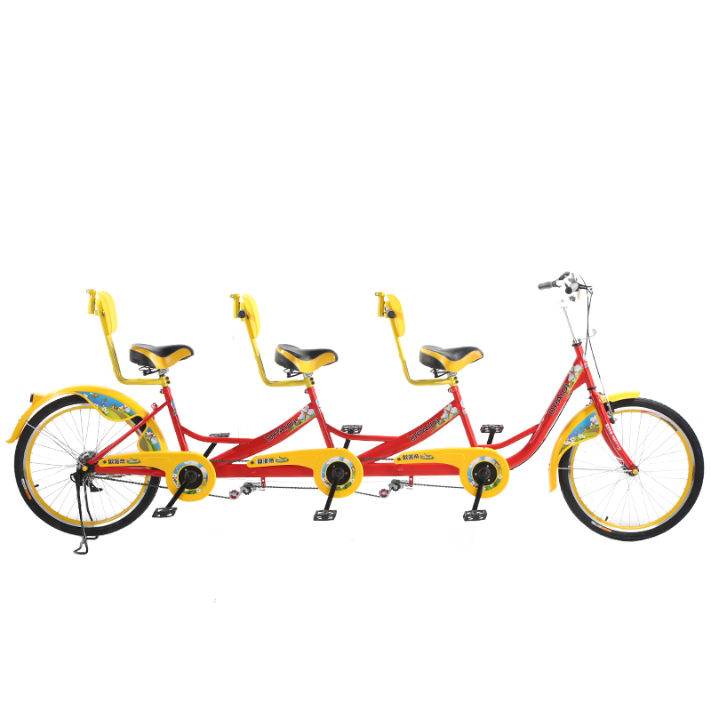 欧派帝24英寸多人3人 三人旅游健身观光 景点出租自行车 团购年终奖 红黄色