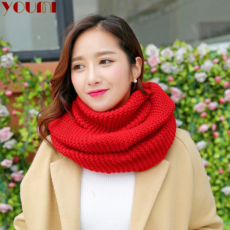 幽米围脖女秋冬季韩版保暖针织套头围巾韩国加厚脖套女士户外毛线围脖