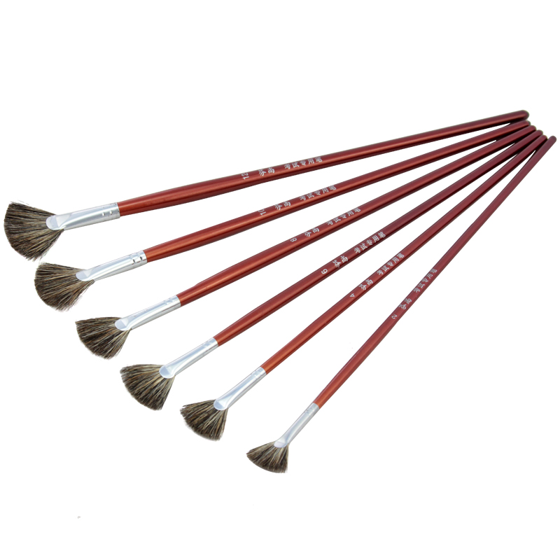 芬尚 貂毛扇形油画笔 鱼尾形画笔水粉笔学生美术颜料画笔hb1702 双号6