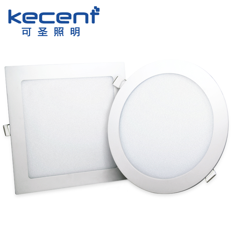可圣照明（kecent）led超薄筒灯方形面板灯格栅6寸12w开孔10 13 14 15 16 18 20公圆形-正白6000k 12W(开孔150-160mm适用)