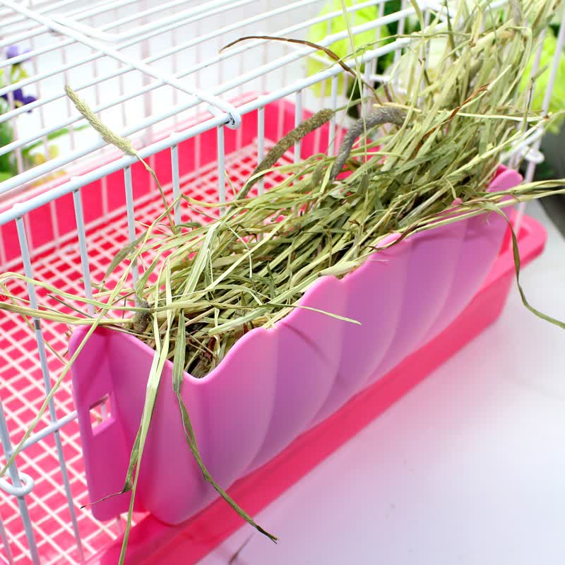 威毕兔子草架可固定二合一防啃咬食盒宠物荷兰猪豚鼠外置草架龙猫草球