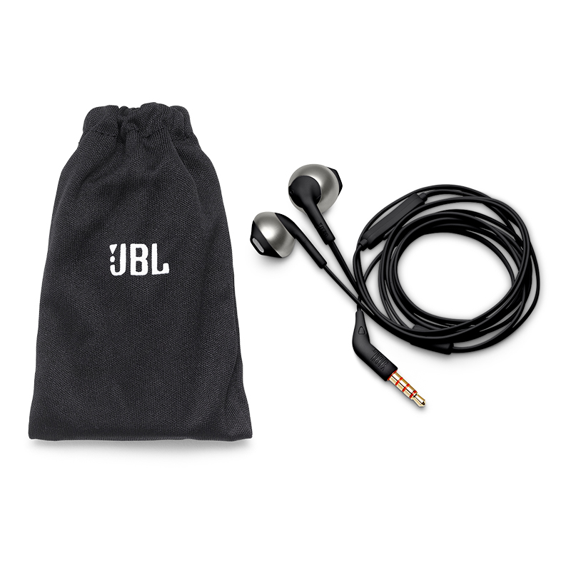 JBL T205 半入耳式耳机 TUNE205手机耳机 有线运动耳机 带麦克风 苹果安卓系统通用 黑色