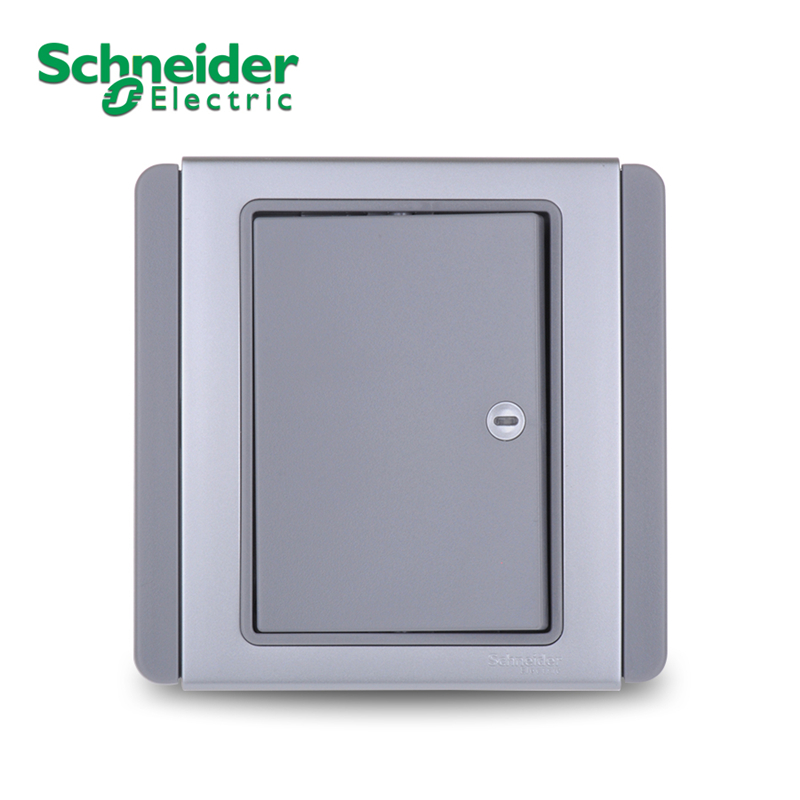 施耐德电气都会银灰色 LED荧光显示 墙壁开关面板 单开双开双联三位多控插座 LED 一开开关 单控