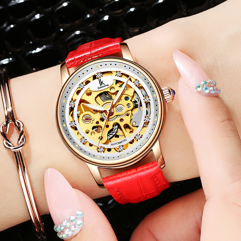 阿帕琦(ikcolouring)2022阿帕琦时尚潮流女士手表镂空全自动机械表