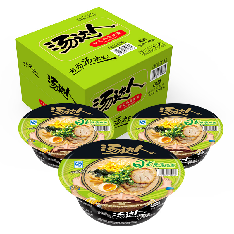 统一 汤达人 日式豚骨味 拉面 12碗 方便面 整箱装 不辣