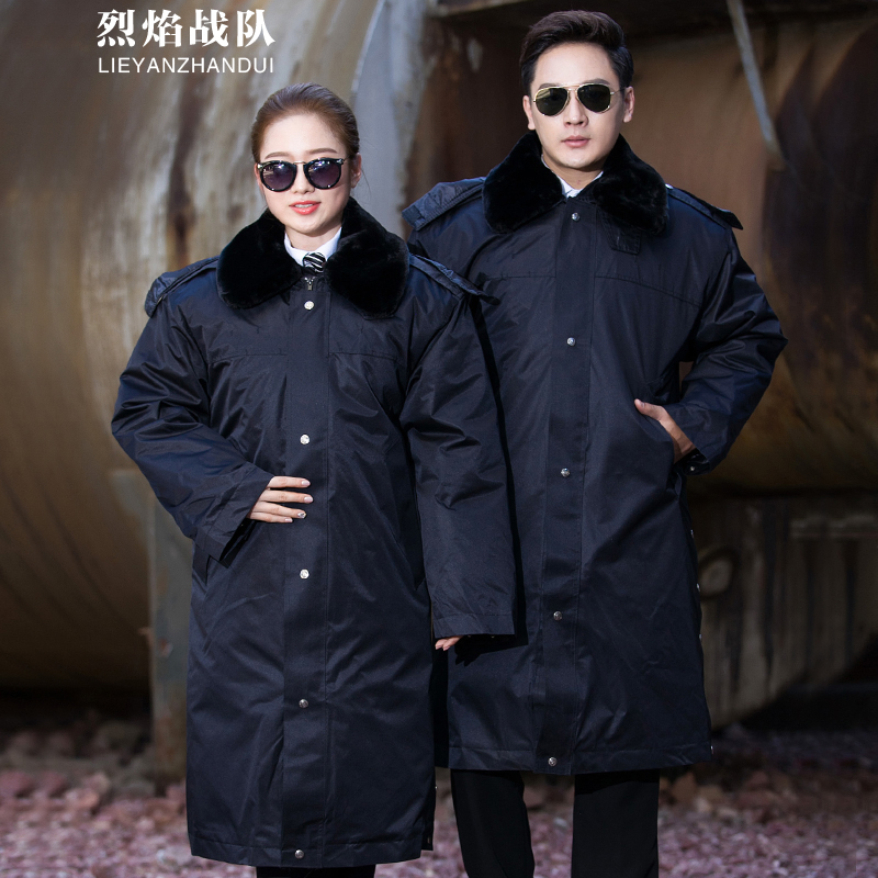 烈焰戰(zhàn)隊(duì)保安服棉服 男冬季多功能保安大衣 加長加厚防寒服棉衣工作服棉襖 純色加長多功能大衣 165（建議115-125斤）