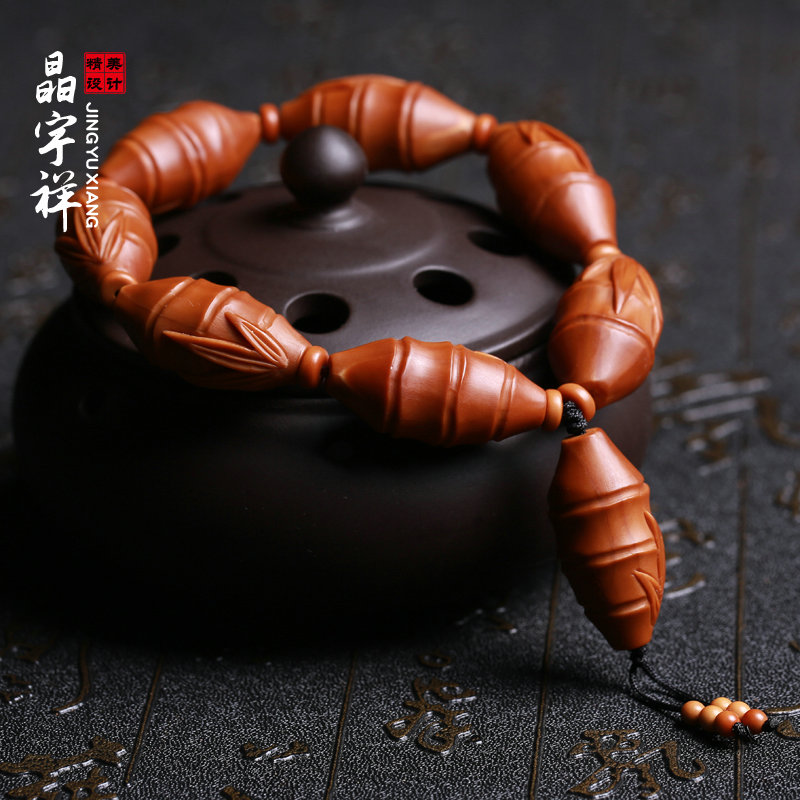 糜鸿(miehone)橄榄核手串竹节步步高升名家苏勇核雕橄榄胡佛珠手链