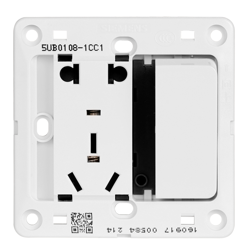 西门子(SIEMENS)开关插座 10A五孔带开关插座 86型暗装面板 远景雅白色