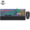 狼蛛（AULA）T500机械键盘鼠标套装 有线键鼠套装 游戏办公电脑键盘 蒸汽朋克 宏编程 带手托 黑色 青轴