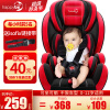 贝蒂乐汽车儿童安全座椅0-4-12岁宝宝婴儿小孩车载安全椅可坐躺简易折叠便携增高垫 红黑色