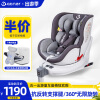 阿布纳（Abner）婴儿童安全座椅汽车用0-4-12岁360度旋转isofix接口+支撑腿 bach 柏林灰