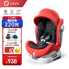 路途乐（lutule）儿童安全座椅汽车用360度旋转0-4-12岁可坐躺双向安装宝宝婴儿isofix硬接口 星跃 莱特红