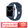 Apple Watch Series 7 智能手表GPS + 蜂窝款45 毫米蓝色铝金属表壳深邃蓝色运动型表带MKJT3CH/A