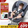 贝初德国爱比熊系列儿童安全座椅0-12岁宝宝婴儿座椅汽车用新生儿坐椅 绅士灰（360旋转，0-12岁）