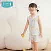 ibaby×outlast太空科技恒温儿童背心套装男女宝无袖短裤两件套 蜻蜓秋梨 140