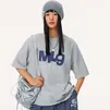 Mmlg7A抗菌纯棉短袖T恤女男夏季新款潮牌印花韩系t宽松上衣情侣体恤衫 花灰色 M