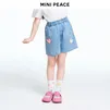 MiniPeace太平鸟童装女童牛仔短裤夏季薄款格纹贴布五分裤 淡色牛仔蓝 150